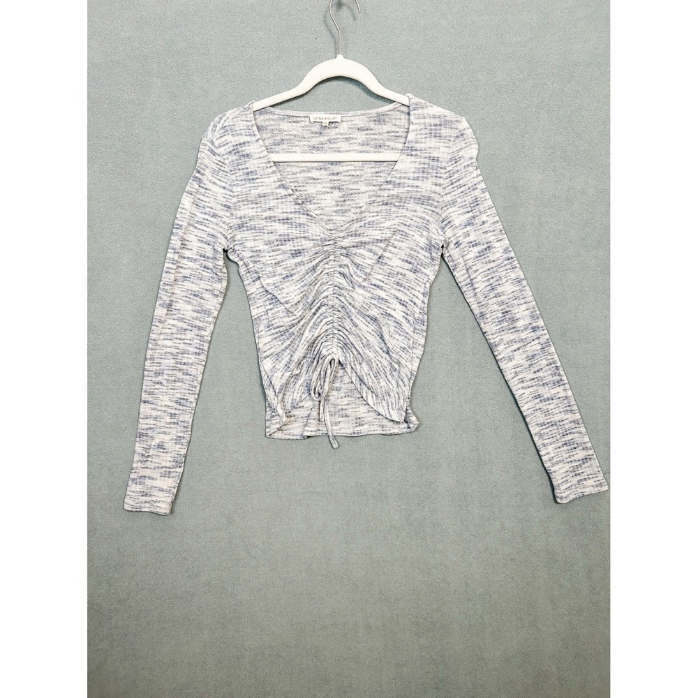 Ultra Flirt Girls Blue Space Dye Ruched Long Sleeve Top Size M RK324440